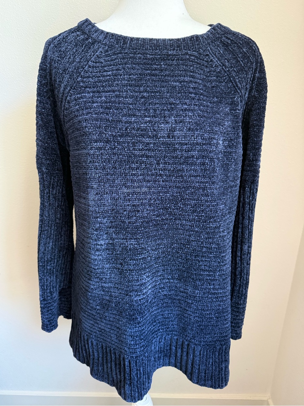 Toni Chenille Navy Blue Sweater with Bell Sleeves